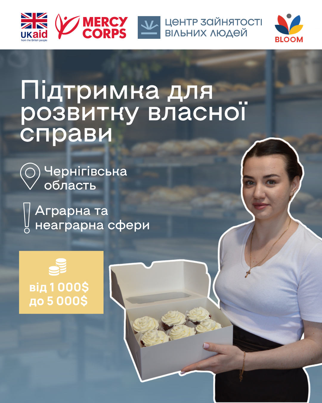 Фотографія дівчина з коробкою з тістечками